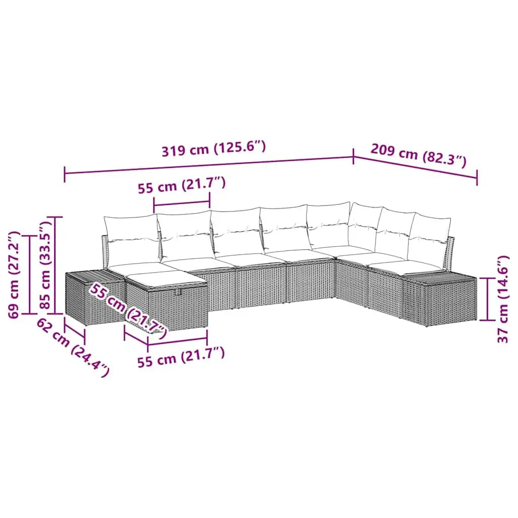 8 Pcs Garden Sofa Set