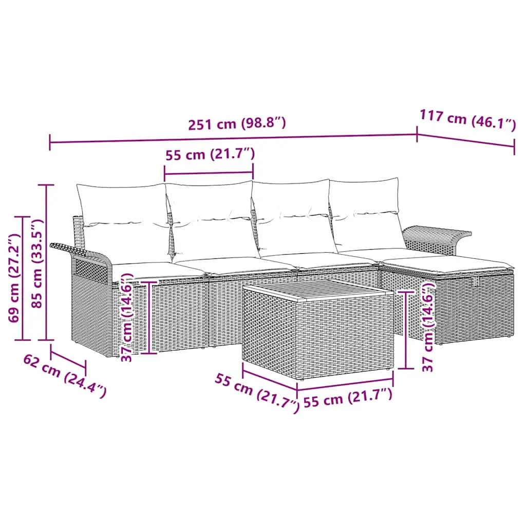 6-Piece Modular Patio Sofa Set for Comfort