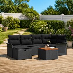 Comfortable 7 Piece Black Garden Sofa Set
