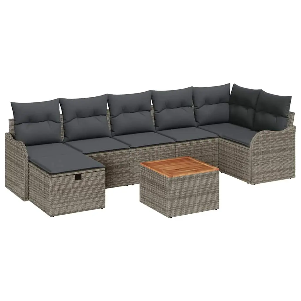 Garden Sofa Set Modular Outdoor Furniture 8 Piece Grey Poly Rattan