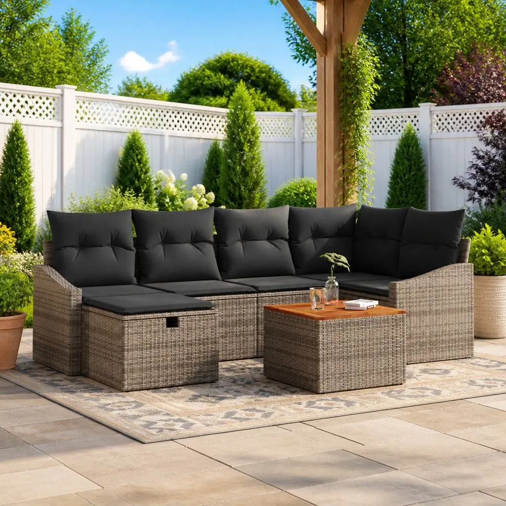 Garden Sofa Set Modular Outdoor Furniture 7 Piece Grey