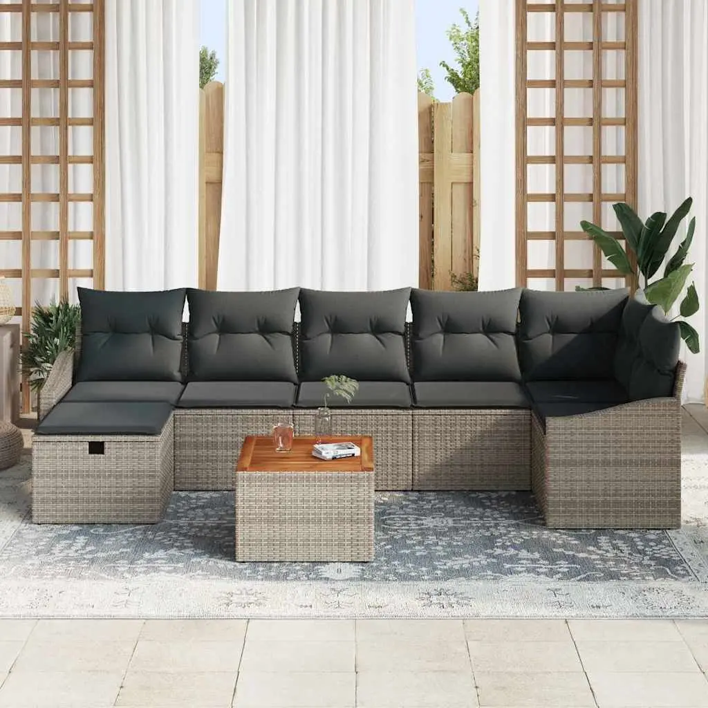 Garden Sofa Set 8 Piece Outdoor Furniture Grey Poly Rattan Lounge Patio Seating