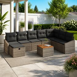 Quality 9-Piece Grey Sofa Set for Outdoors