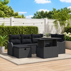 Value-Focused Black Modular Garden Sofa Set - 7 Pieces