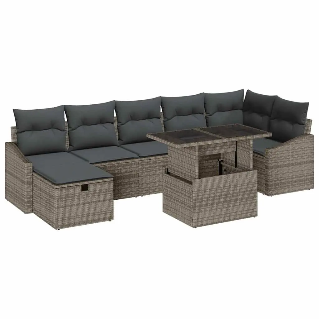 Modular Garden Sofa Set 8 Piece Outdoor Furniture Poly Rattan Seating Black