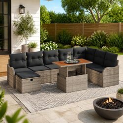 9-Piece Grey Garden Sofa Set: Value and Comfort Combined
