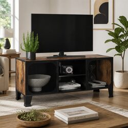 Reliable Rustic Brown TV Cabinet with Storage