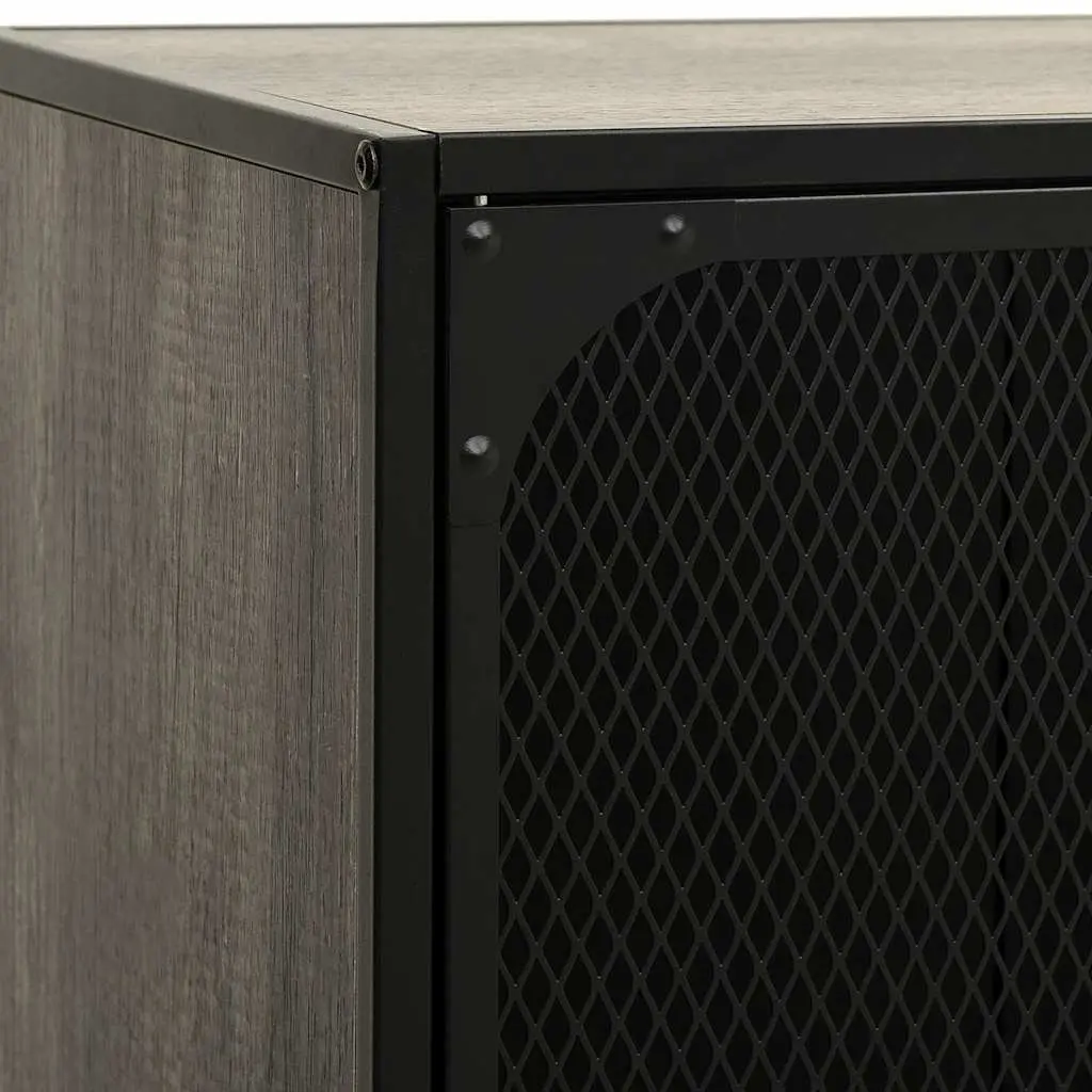 TV Cabinet Grey Storage Unit with Mesh Doors Shelf Industrial Design Living Room