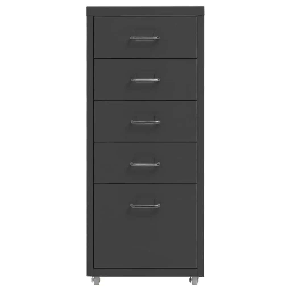 Mobile File Cabinet Office Storage 5 Drawer Metal Anthracite