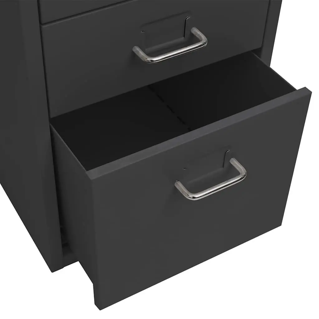 Mobile File Cabinet Office Storage 5 Drawer Metal Anthracite