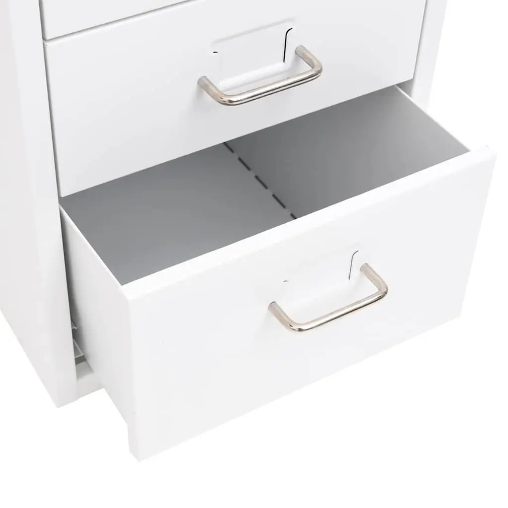 Mobile Filing Cabinet Office Storage 6 Drawer White Metal