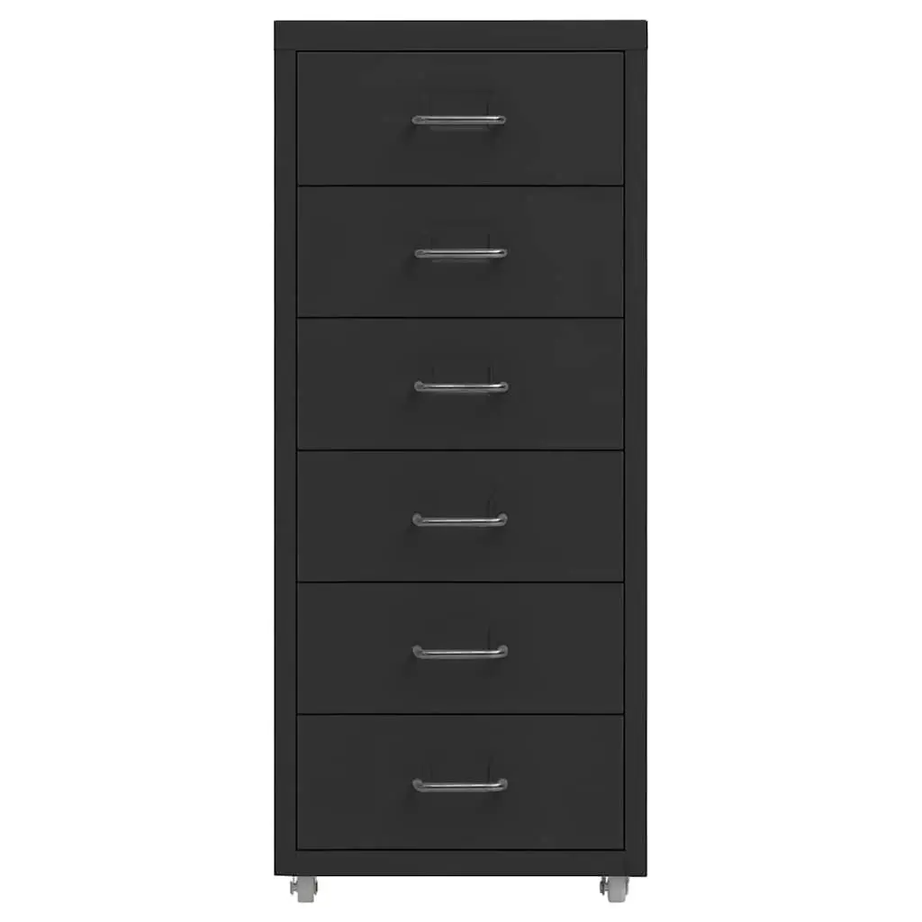 Mobile Filing Cabinet 6 Drawer Metal File Storage Office Organizer Black