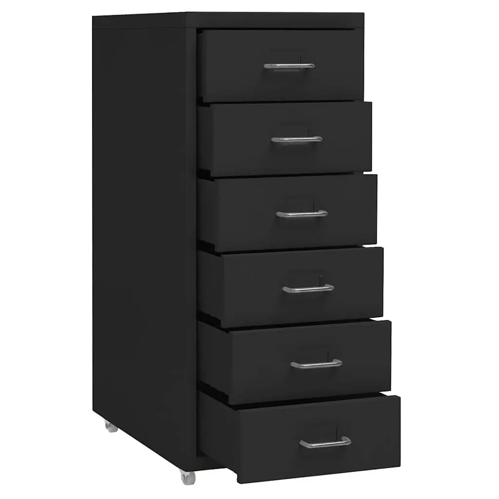 Mobile Filing Cabinet 6 Drawer Metal File Storage Office Organizer Black