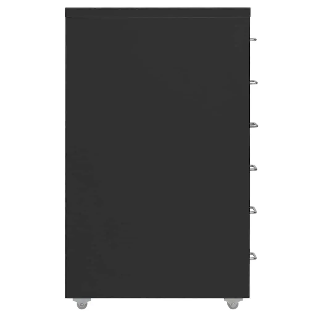 Mobile Filing Cabinet 6 Drawer Metal File Storage Office Organizer Black