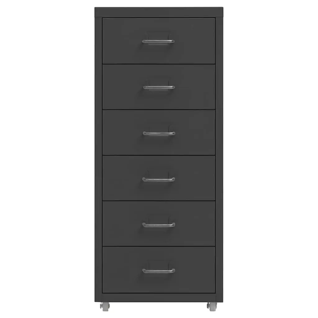 Mobile Filing Cabinet Office Storage 6 Drawer Metal Anthracite