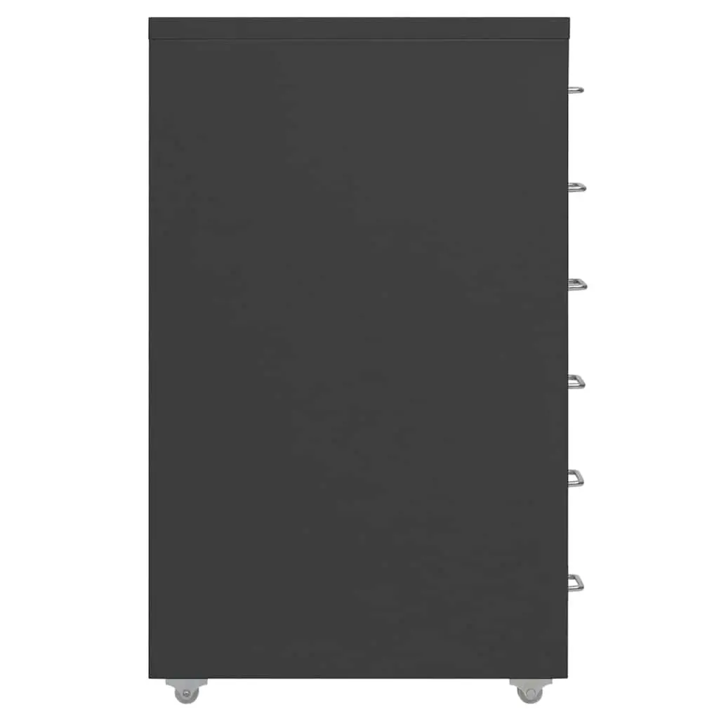 Mobile Filing Cabinet Office Storage 6 Drawer Metal Anthracite