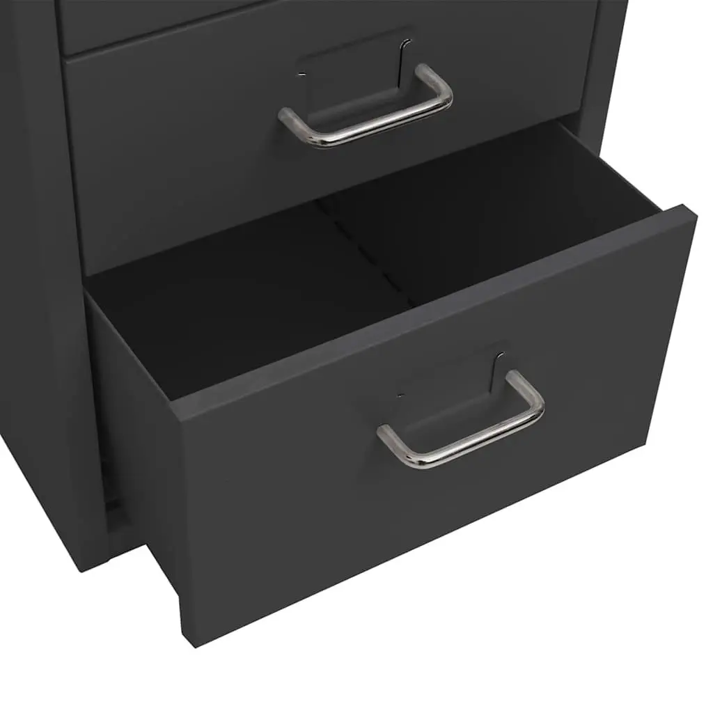 Mobile Filing Cabinet Office Storage 6 Drawer Metal Anthracite