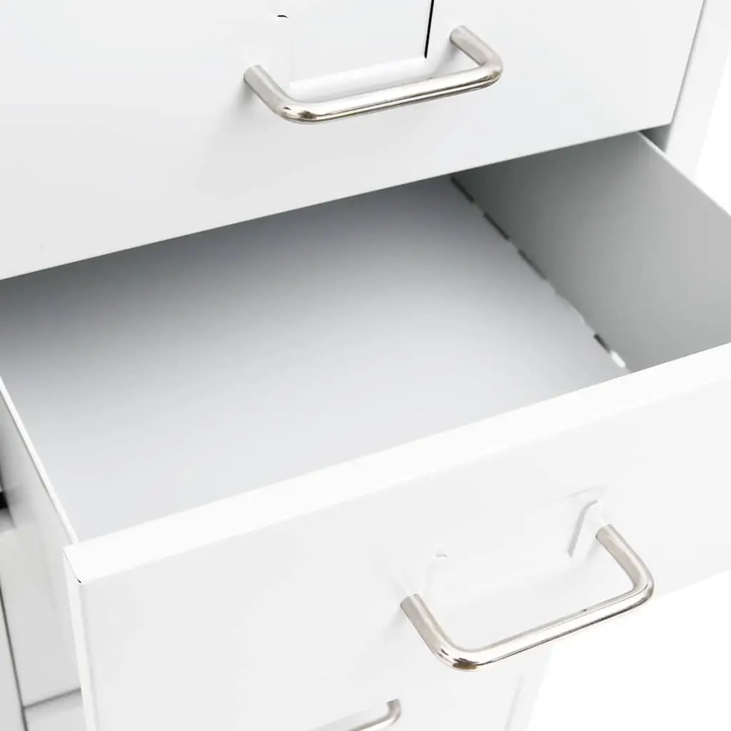 Metal File Cabinet 8 Drawer Office Storage Mobile White 28x41x109cm