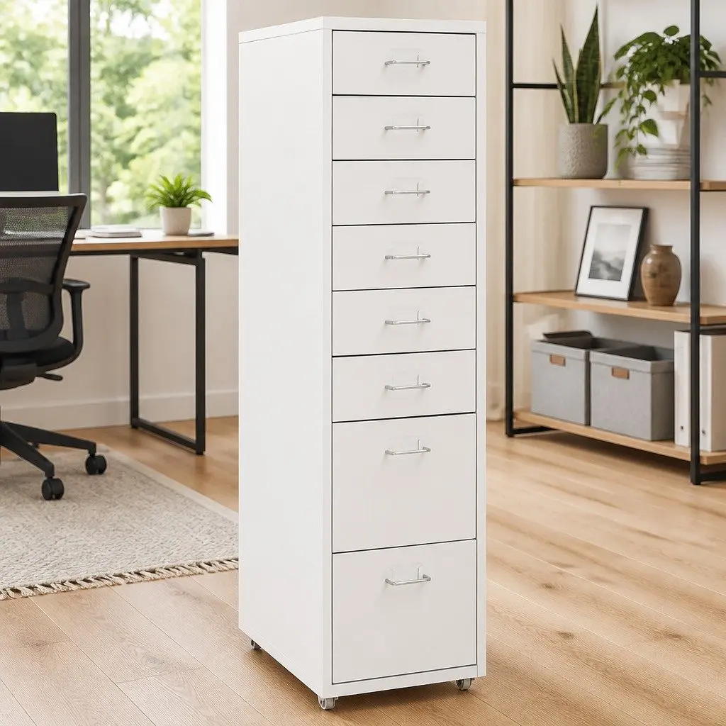 Grey Mobile Filing Cabinet with Easy Mobility