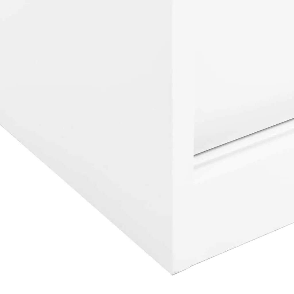 Storage Cabinet Sliding Door 90x40x90cm White Steel Lockable Shelves