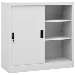 Light Grey Storage Cabinet with Sliding Door for Everyday Use