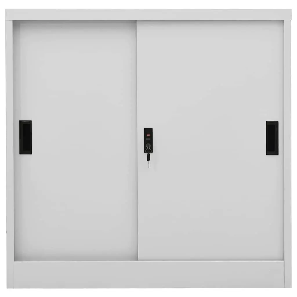 Storage Cabinet Sliding Door Adjustable Shelves Light Grey 90L x 40W x 90H cm
