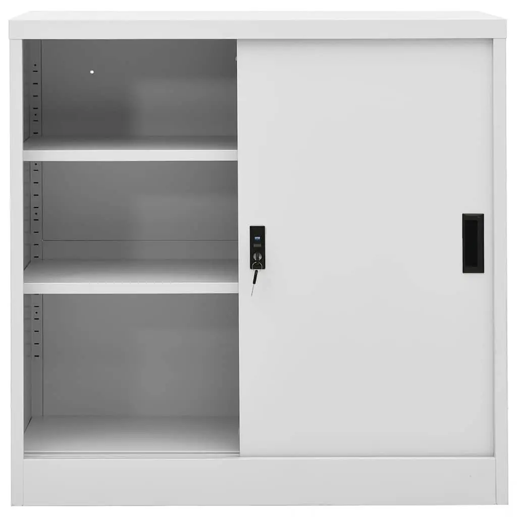 Storage Cabinet Sliding Door Adjustable Shelves Light Grey 90L x 40W x 90H cm