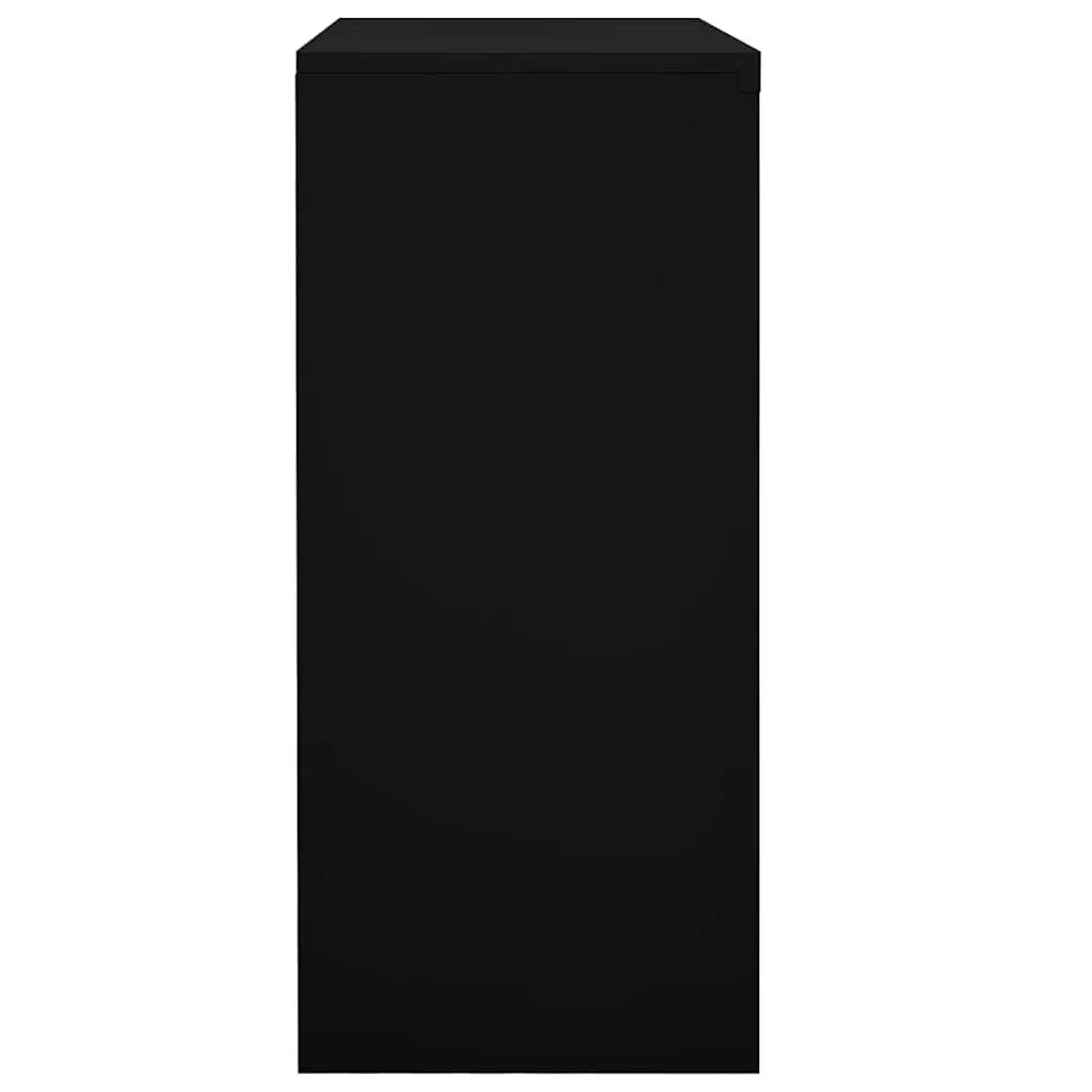 Office Storage Cabinet Filing Locker Sliding Door Black Steel 90x40x90cm