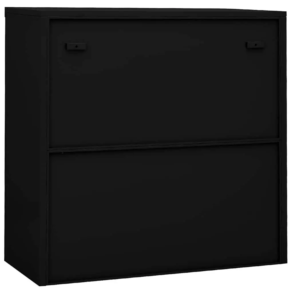 Office Storage Cabinet Filing Locker Sliding Door Black Steel 90x40x90cm