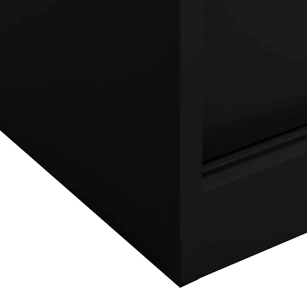 Office Storage Cabinet Filing Locker Sliding Door Black Steel 90x40x90cm