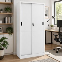 Reliable Light Grey Office Storage Cabinet 90x40x180cm
