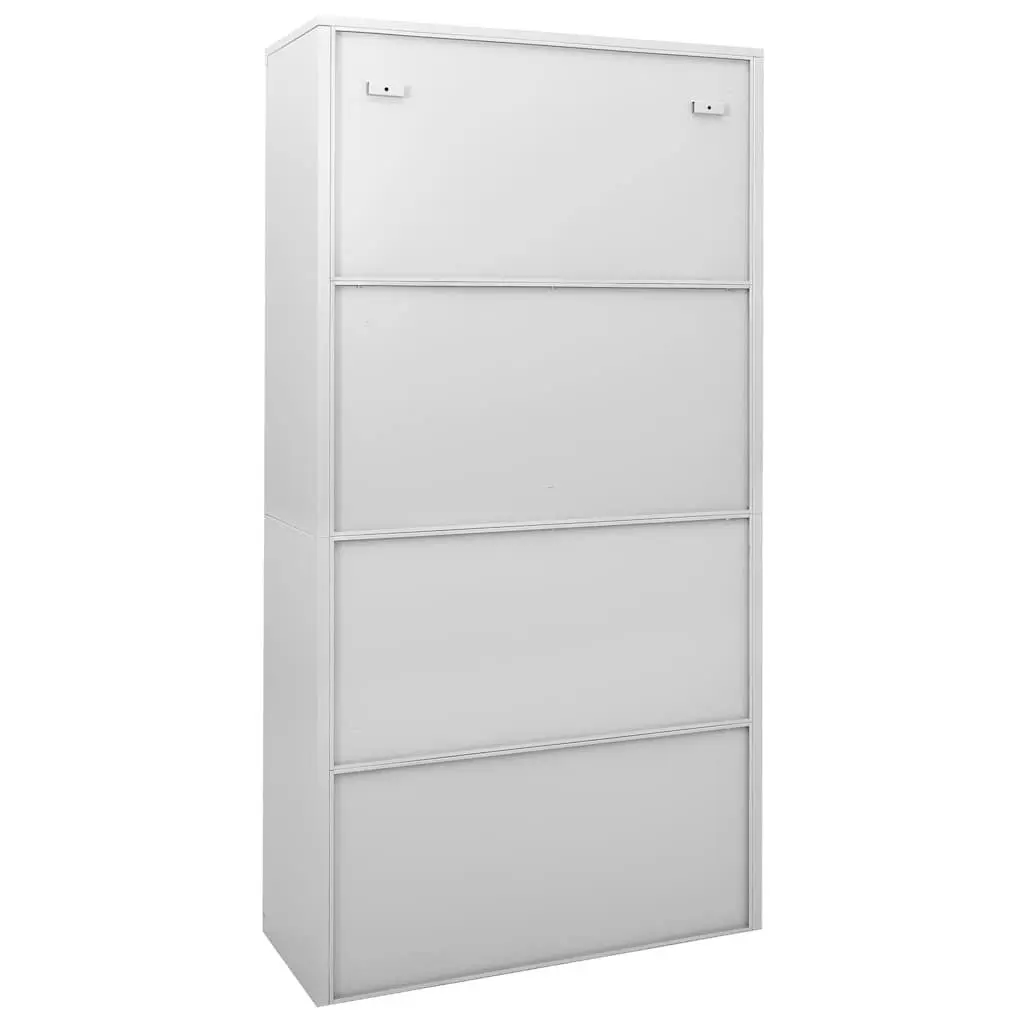 Office Storage Cabinet Filing Lockers Sliding Door Light Grey 90x40x180cm Steel