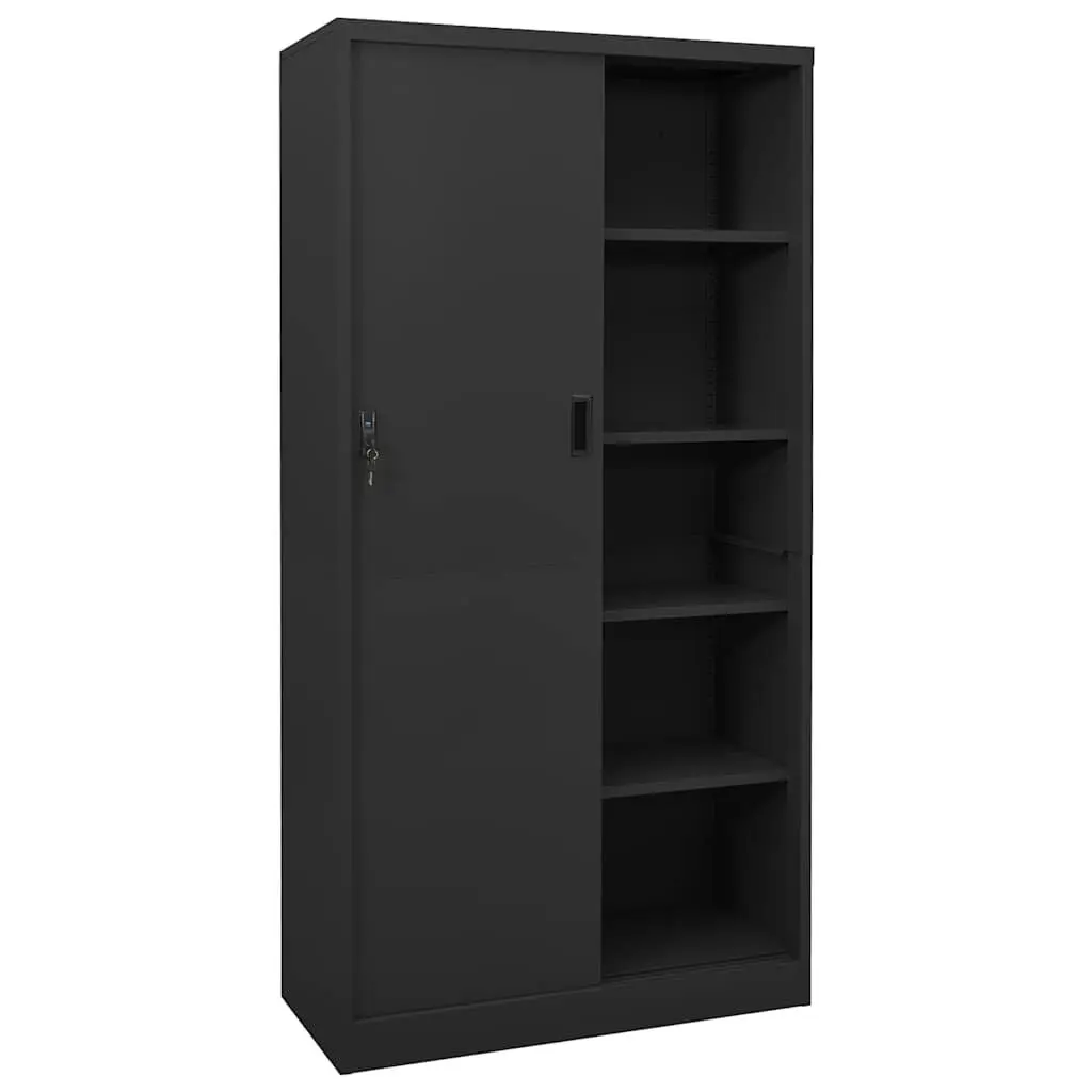 Office Storage Cabinet Sliding Door Anthracite Adjustable Shelves