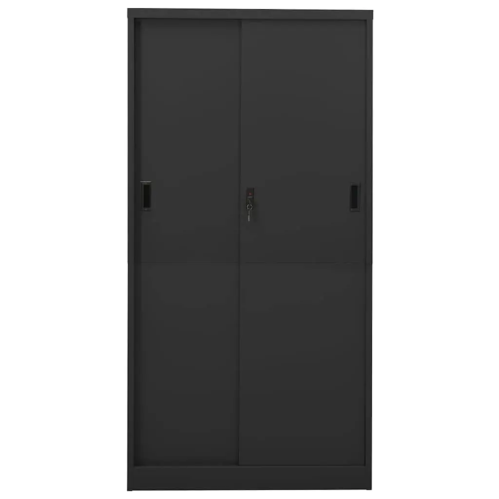 Office Storage Cabinet Sliding Door Anthracite Adjustable Shelves