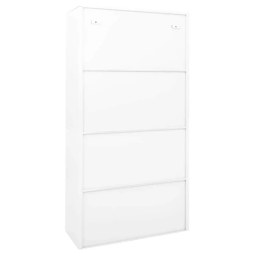 Steel Storage Cabinet White with Sliding Doors 90x40x180cm Adjustable Shelving for Office Organization
