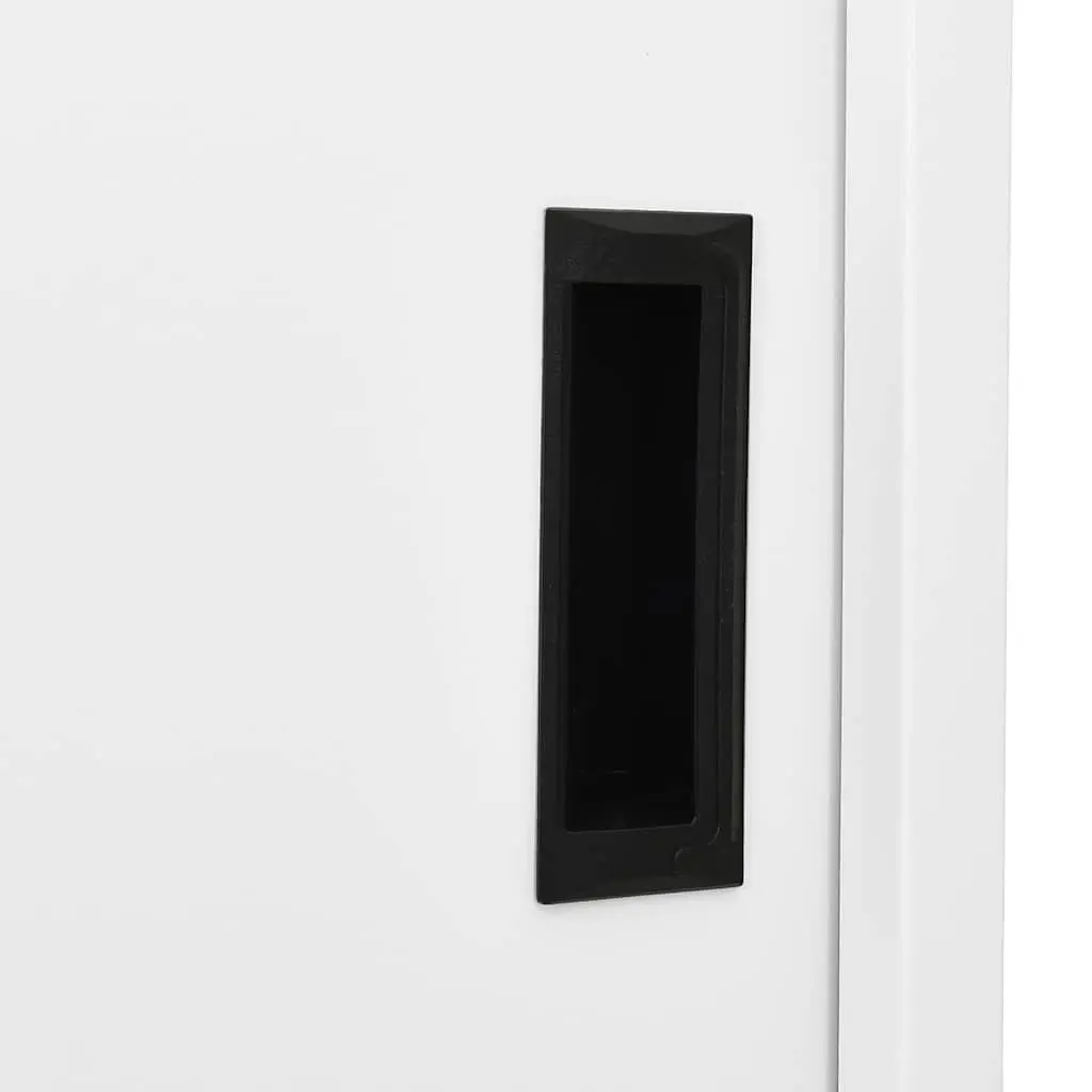 Steel Storage Cabinet White with Sliding Doors 90x40x180cm Adjustable Shelving for Office Organization