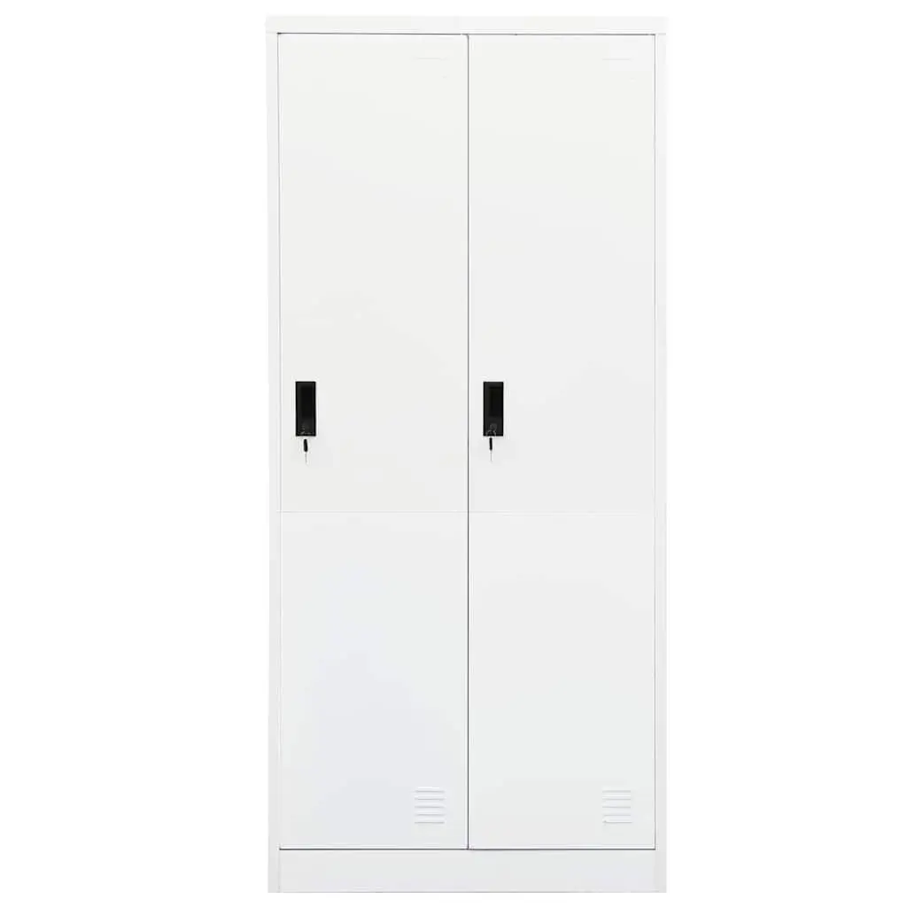 Steel Wardrobe Cabinet Storage Cupboard with 2 Shelves Locks 80 x 50 x 180 cm White