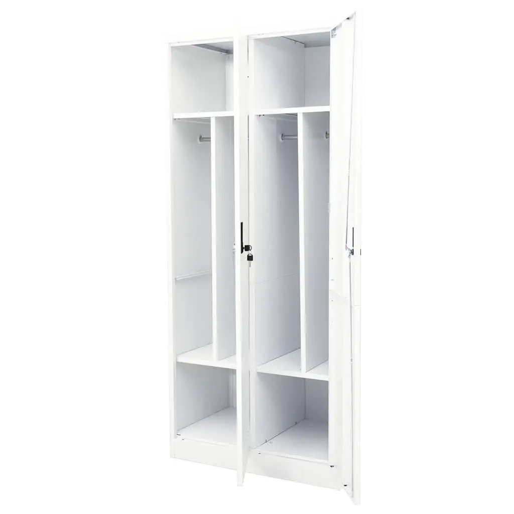 Steel Wardrobe Cabinet Storage Cupboard with 2 Shelves Locks 80 x 50 x 180 cm White