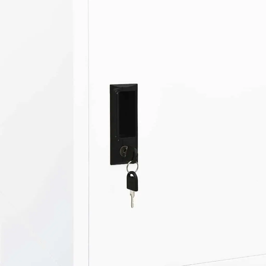 Steel Wardrobe Cabinet Storage Cupboard with 2 Shelves Locks 80 x 50 x 180 cm White