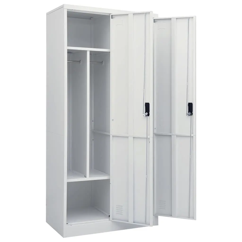Steel Wardrobe Cabinet Clothing Organizer Grey Large Shelves