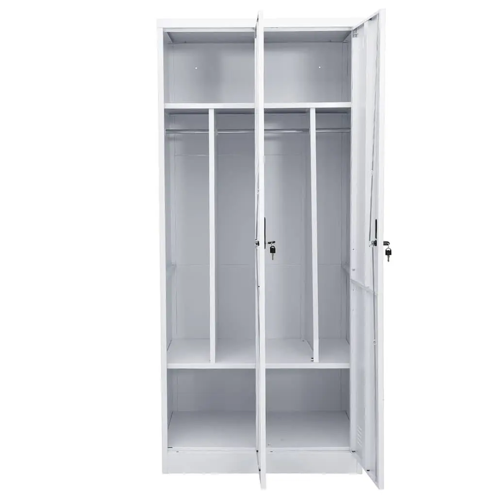 Steel Wardrobe Cabinet Clothing Organizer Grey Large Shelves