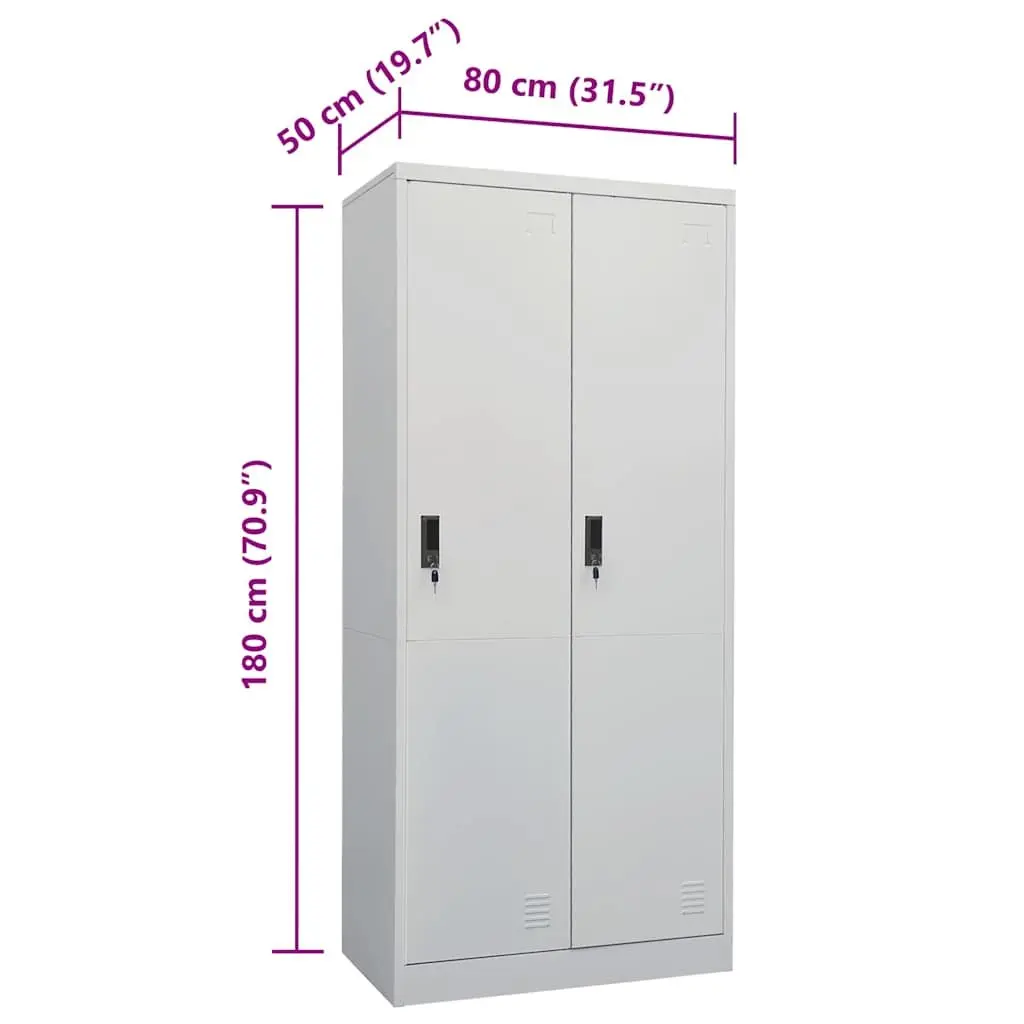 Steel Wardrobe Cabinet Clothing Organizer Grey Large Shelves