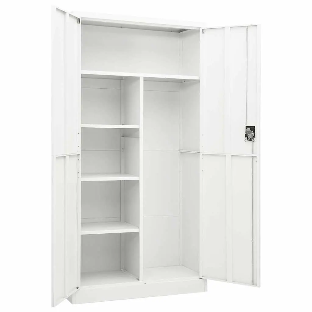 Steel Locker Cabinet 4 Shelf Storage Organiser 90x40x180 White