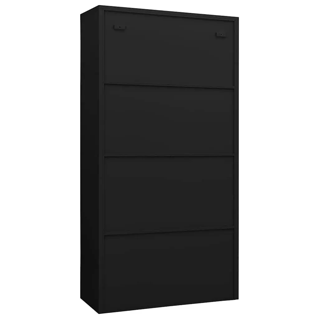 Steel Locker Cabinet Storage Organiser 4 Shelves Black