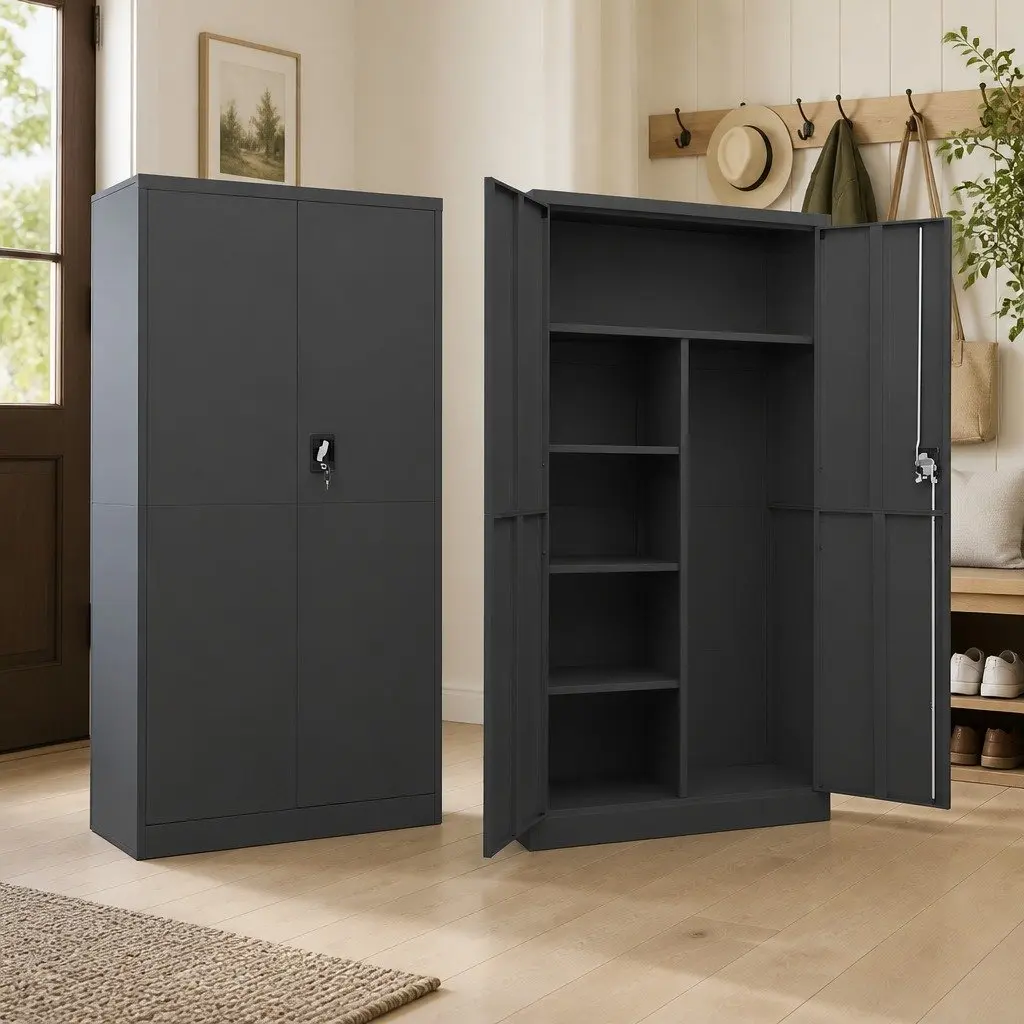 4-Shelf Steel Locker Cabinet in Anthracite