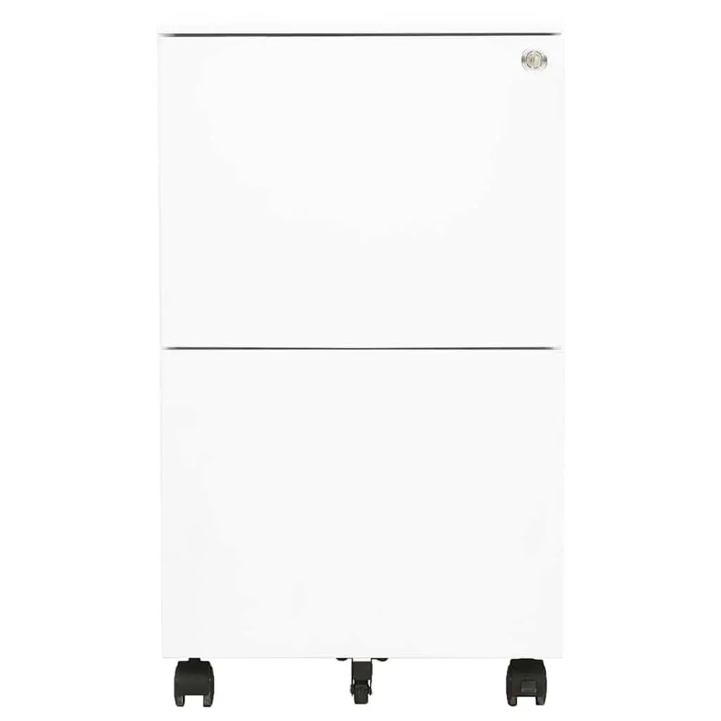Mobile File Cabinet Office Storage 2 Drawers White Steel