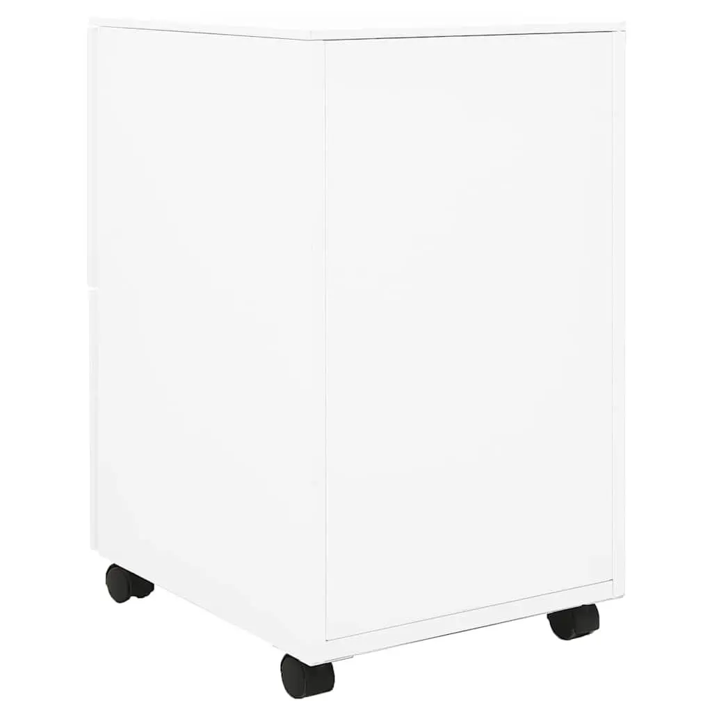 Mobile File Cabinet Office Storage 2 Drawers White Steel