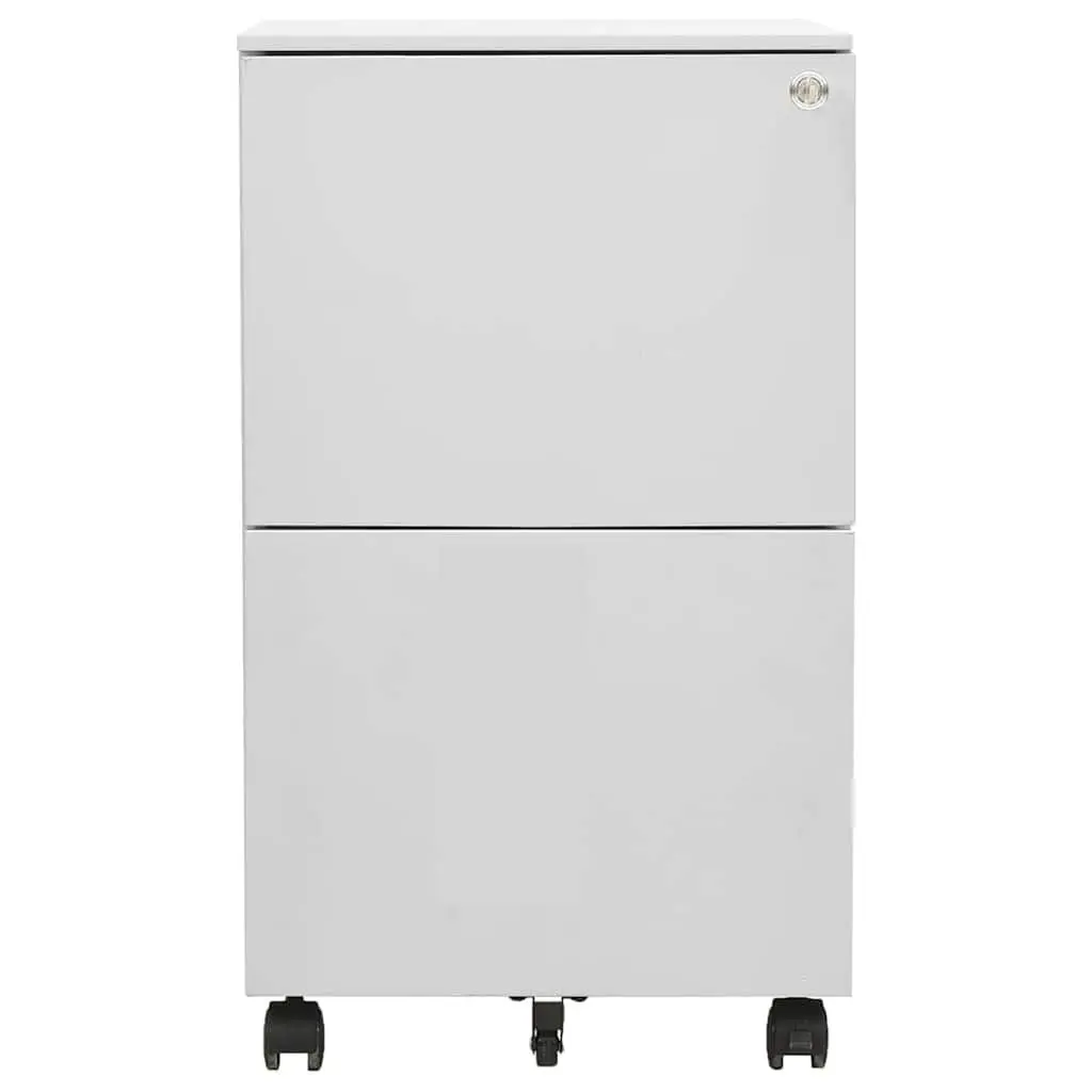 Mobile File Cabinet Grey 2 Drawer Steel Office Storage Filing Organizer