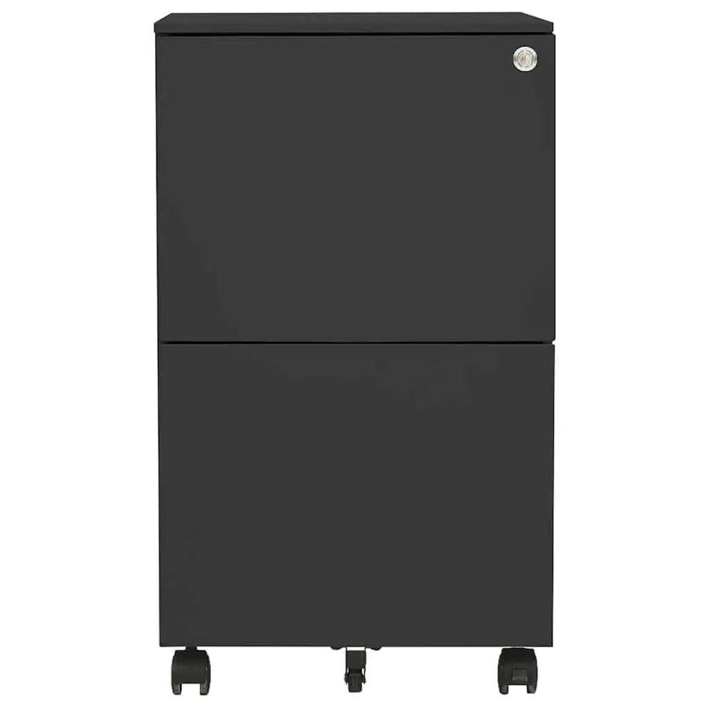Mobile Filing Cabinet Document Storage 2 Drawer Anthracite Steel