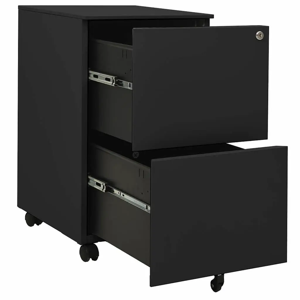 Mobile Filing Cabinet Document Storage 2 Drawer Anthracite Steel